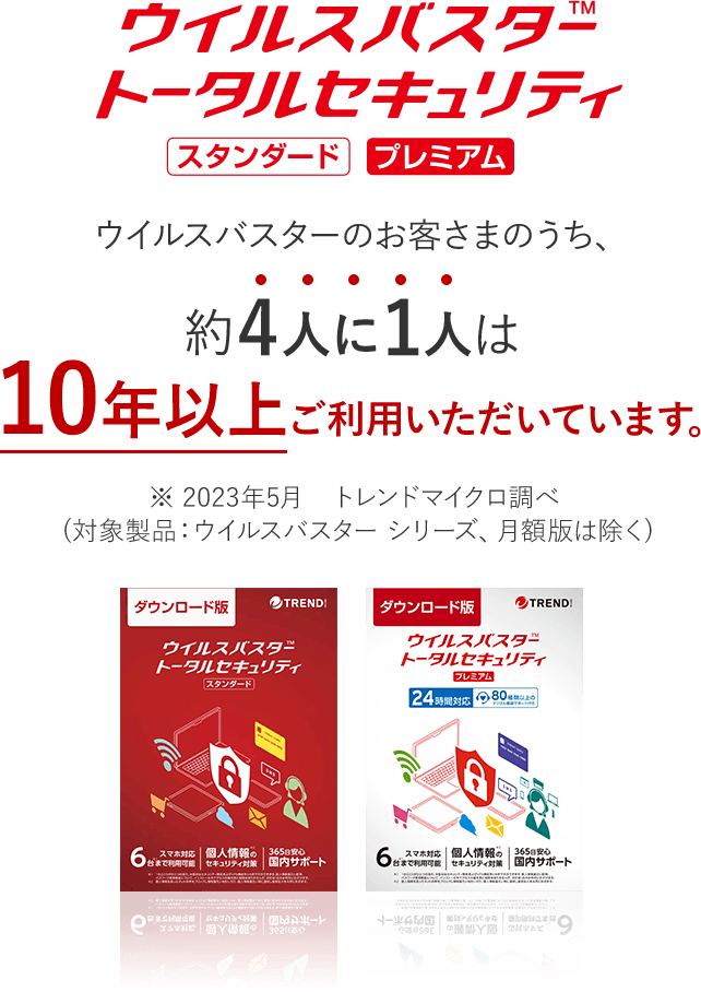 トレンドマイクロ ウイルスバスター トータルセキュリティ スタンダード ３年版（６台まで） - ソフトウェア