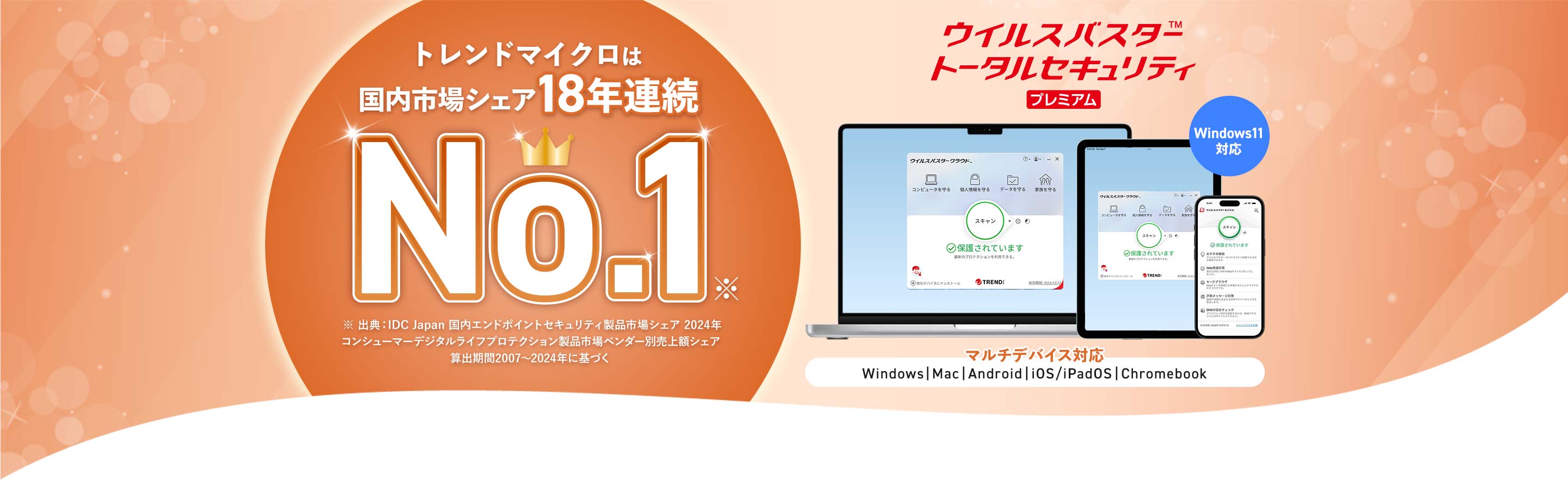 トレンドマイクロは 国内市場シェア 18年連続 No.1