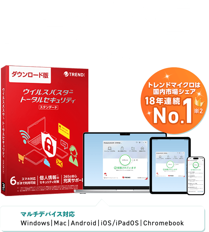 トレンドマイクロは 国内市場シェア 18年連続 No.1