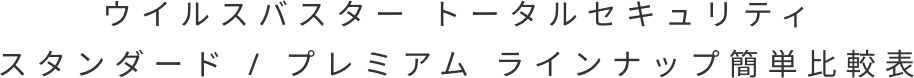 ウイルスバスター トータルセキュリティ スタンダード / プレミアム ラインナップ簡単比較表