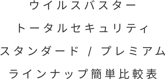 ウイルスバスター トータルセキュリティ スタンダード / プレミアム ラインナップ簡単比較表